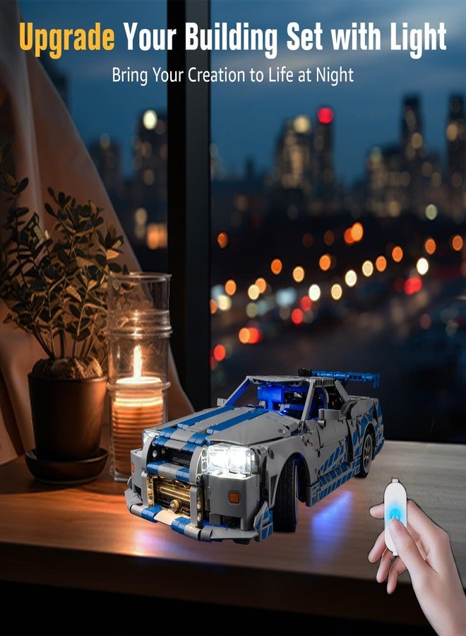 BrickSoul Upgrade Light Kit for Lego 42210 2 Fast 2 Furious Nissan Skyline GT-R (R34) Car Building | with ON/Off & Dimmer Switch & Hidden Cable Tech | Easy Install Lighting Set (42210 NOT Included) - Image 5